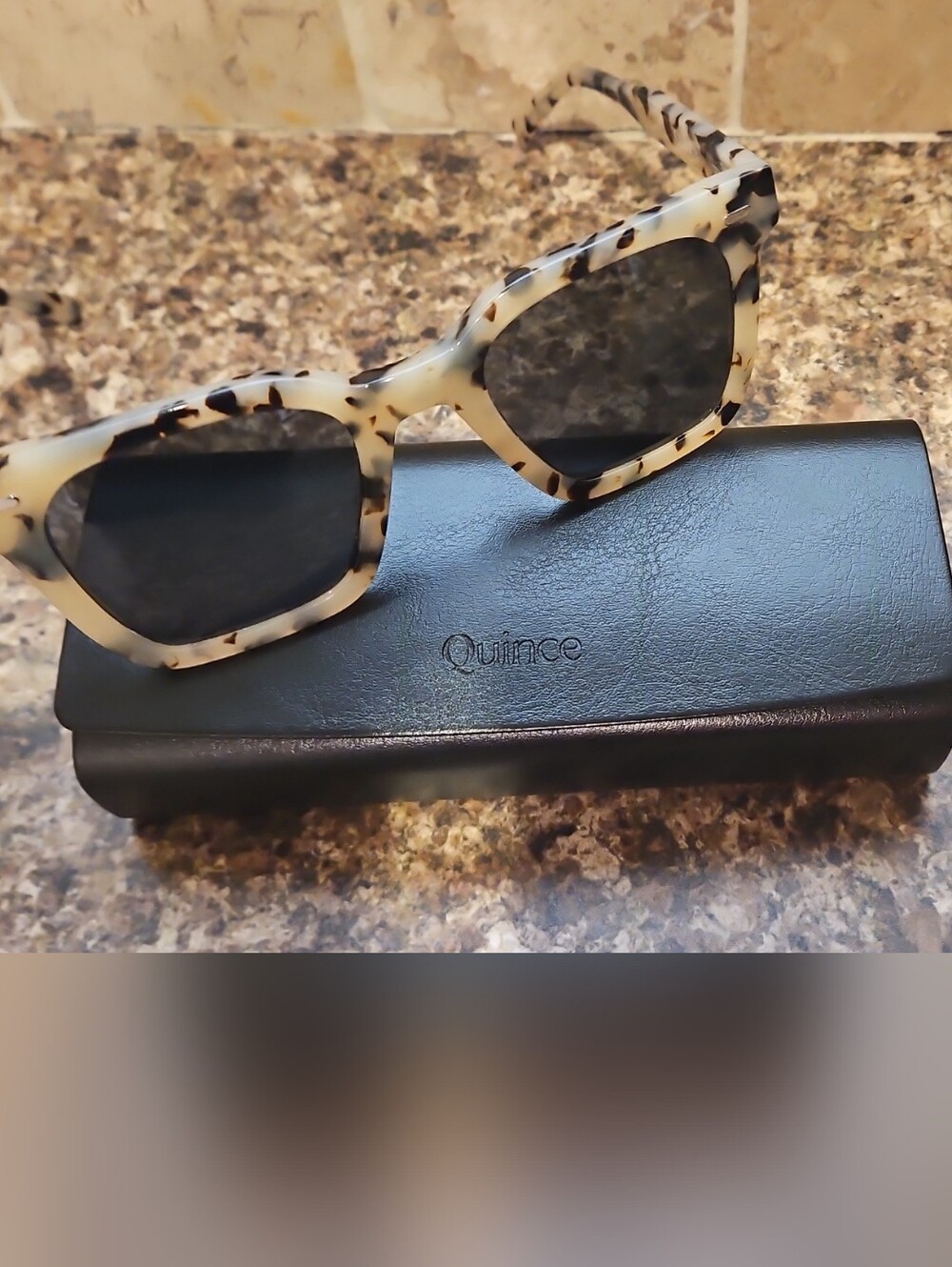 Quince Riley Cream Tortoiseshell Sunglasses with Black Lenses